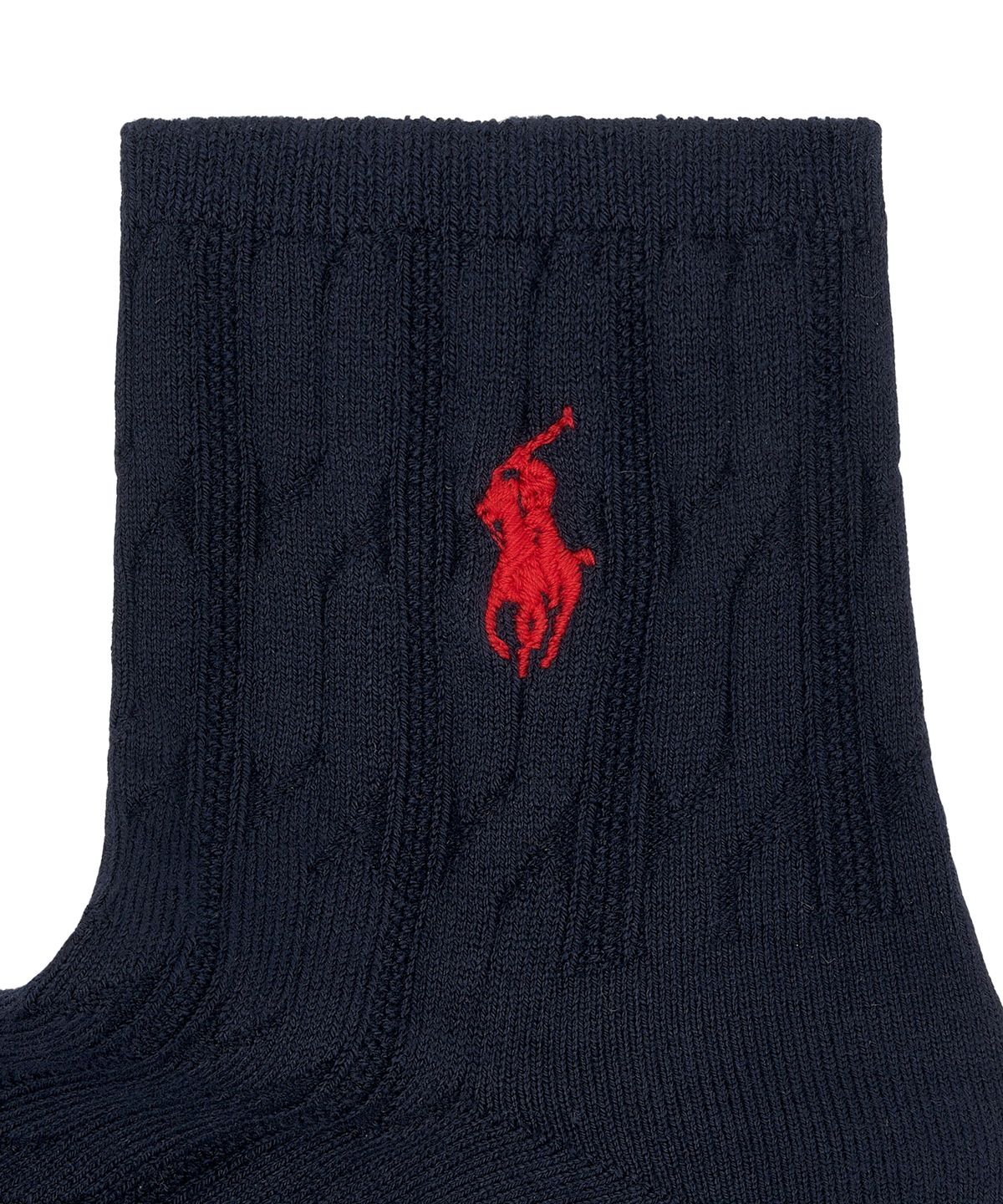 폴로 랄프 로렌(POLO RALPH LAUREN) 폴로 포니 로고 케이블 니트 크루 삭스-블루