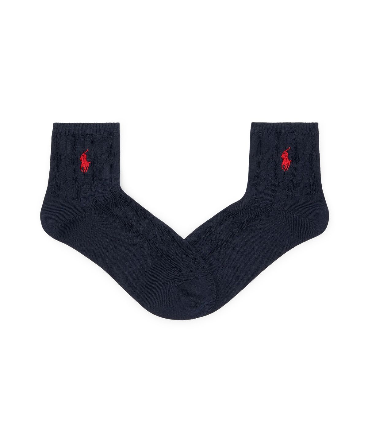 폴로 랄프 로렌(POLO RALPH LAUREN) 폴로 포니 로고 케이블 니트 크루 삭스-블루
