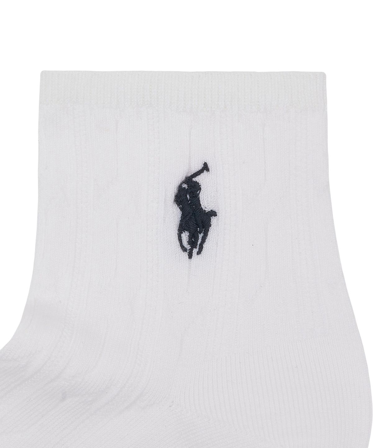 폴로 랄프 로렌(POLO RALPH LAUREN) 폴로 포니 로고 케이블 니트 크루 삭스-화이트