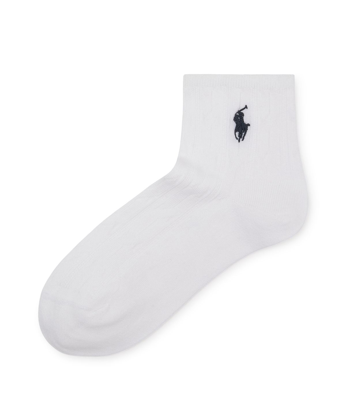 폴로 랄프 로렌(POLO RALPH LAUREN) 폴로 포니 로고 케이블 니트 크루 삭스-화이트