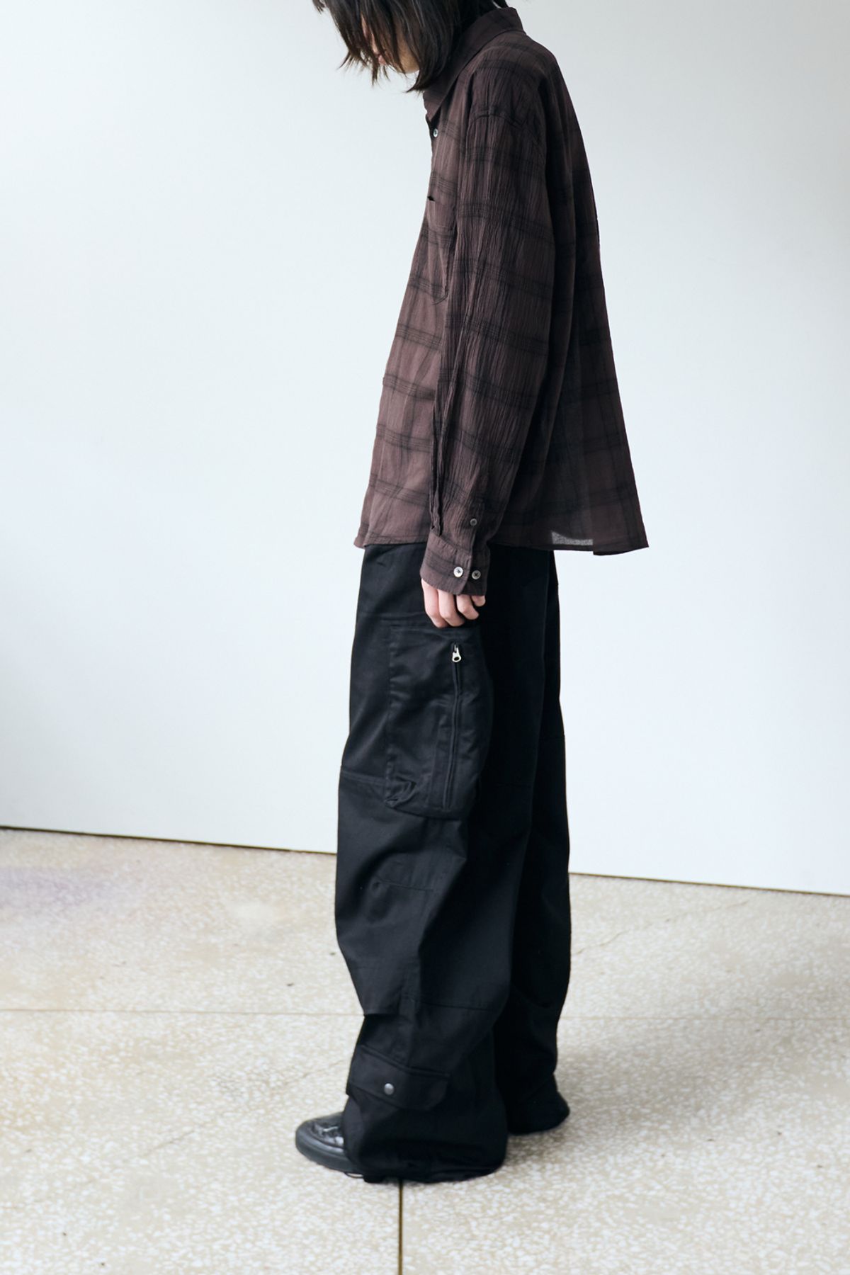 해칭룸(HATCHINGROOM) Zip Cargo Work Pants Black