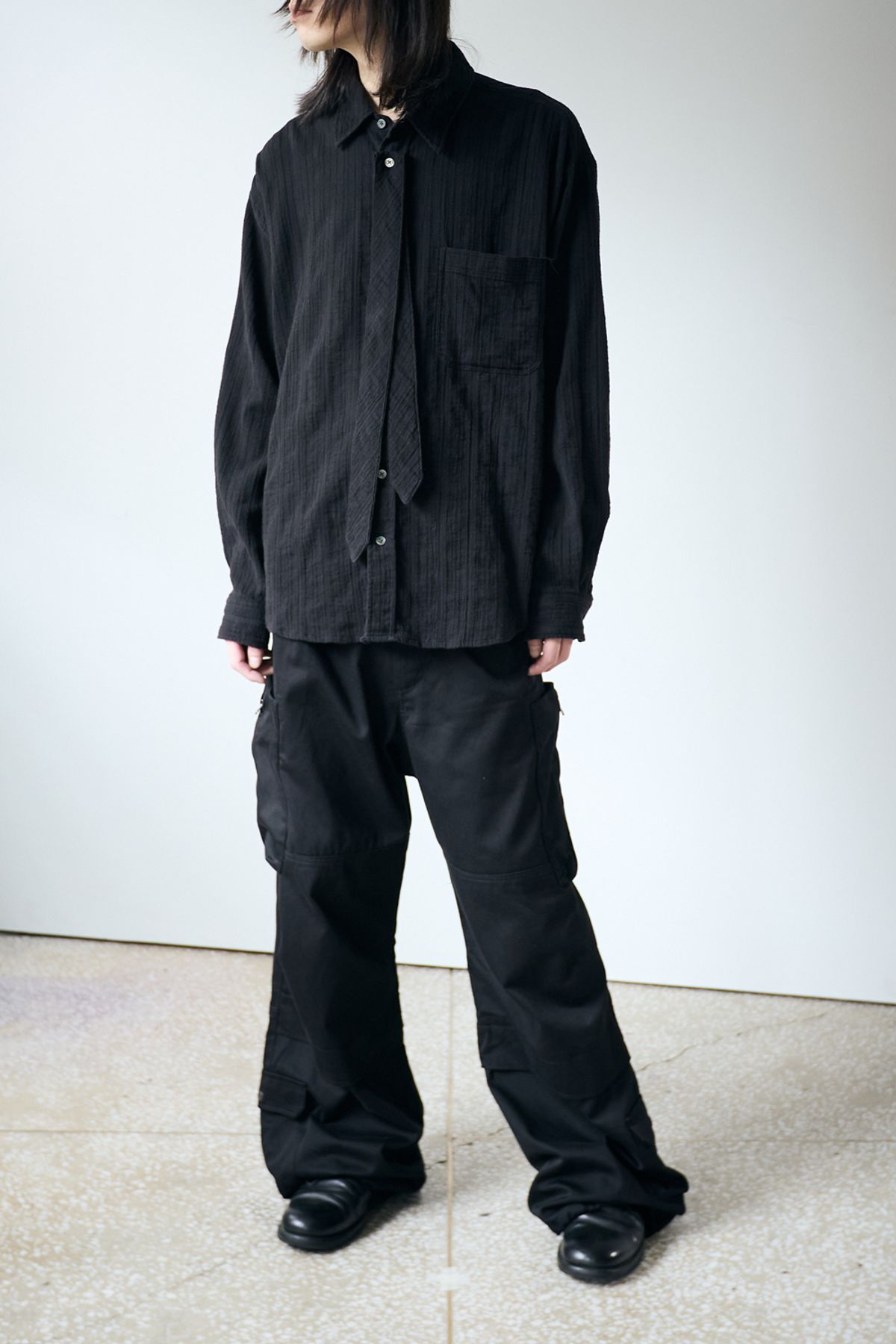해칭룸(HATCHINGROOM) Zip Cargo Work Pants Black