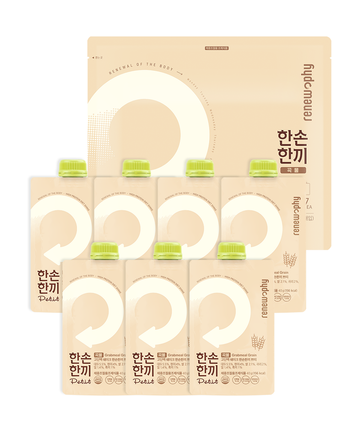 리뉴파이(RENEWPHY) 한손한끼 식사대용 단백질 쉐이크 60g (7개입)x2
