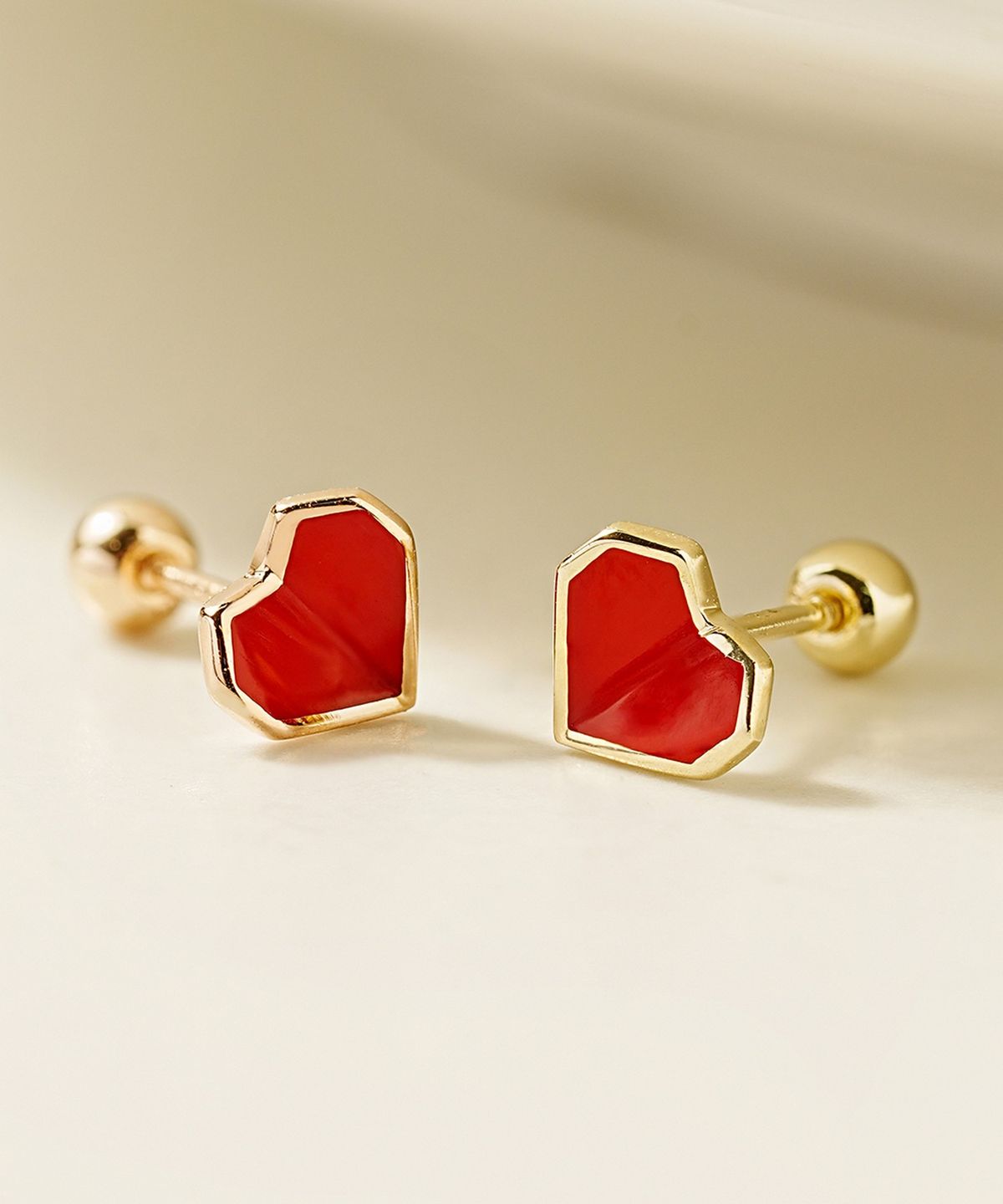 미니멀피어싱(MINIMALPIERCING) 14K 에나멜 폴드 하트 피어싱 귀걸이