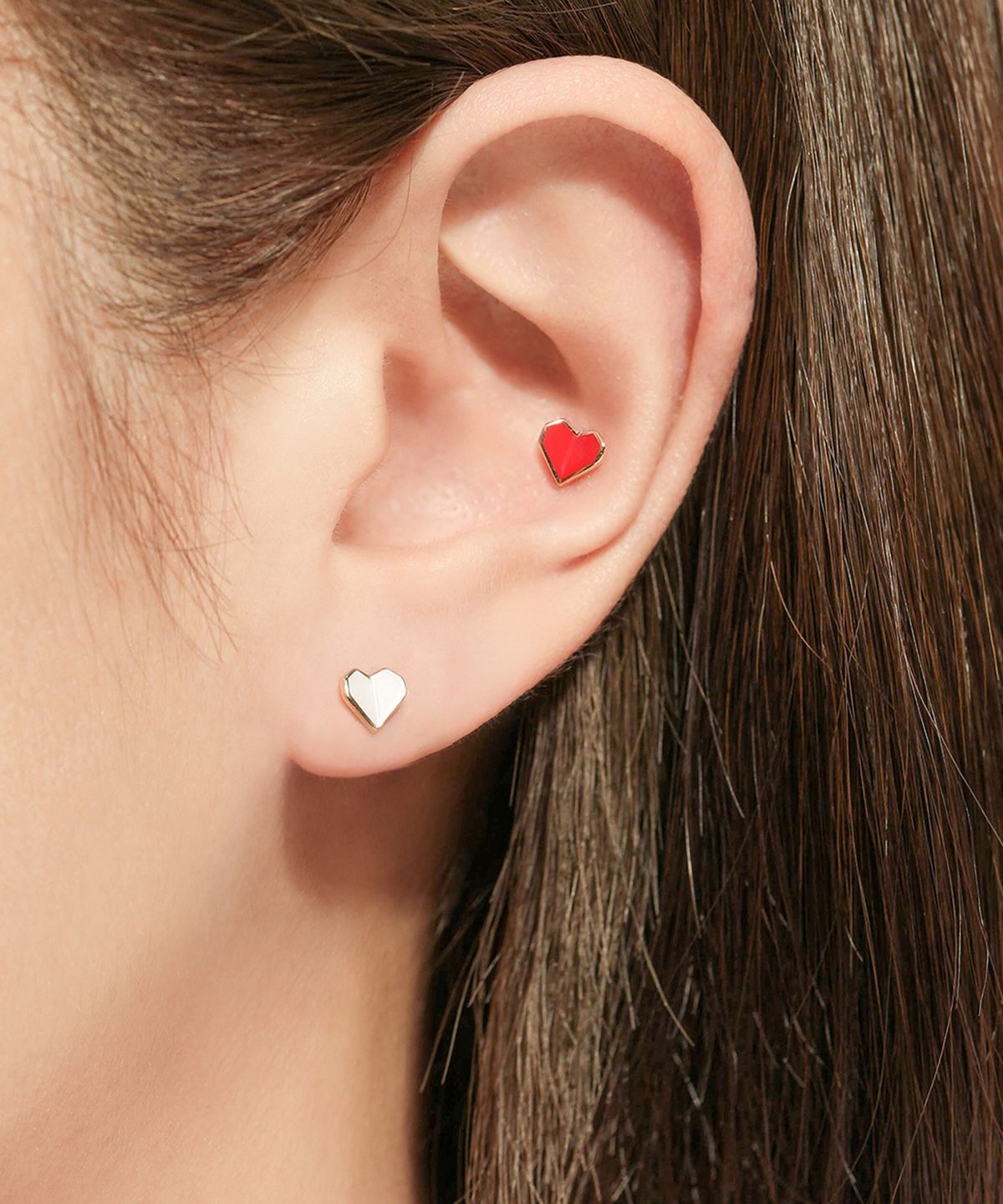 미니멀피어싱(MINIMALPIERCING) 14K 에나멜 폴드 하트 피어싱 귀걸이