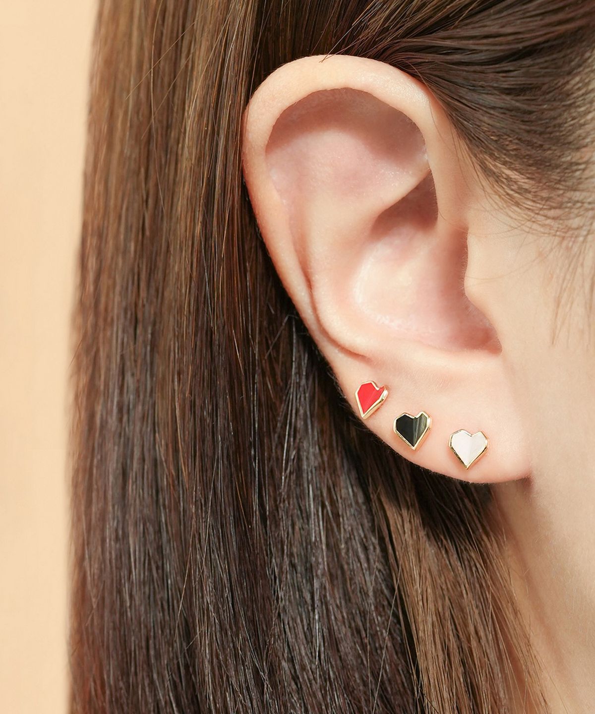 미니멀피어싱(MINIMALPIERCING) 14K 에나멜 폴드 하트 피어싱 귀걸이