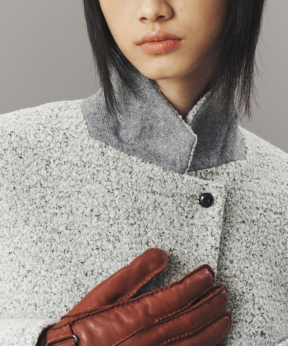 아위(AHWE) BOUCLE WOOL TAILORED JACKET_L GREY