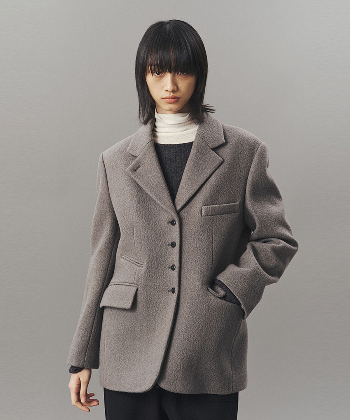 아위(AHWE) WOOL TAILORED JACKET_GRAY