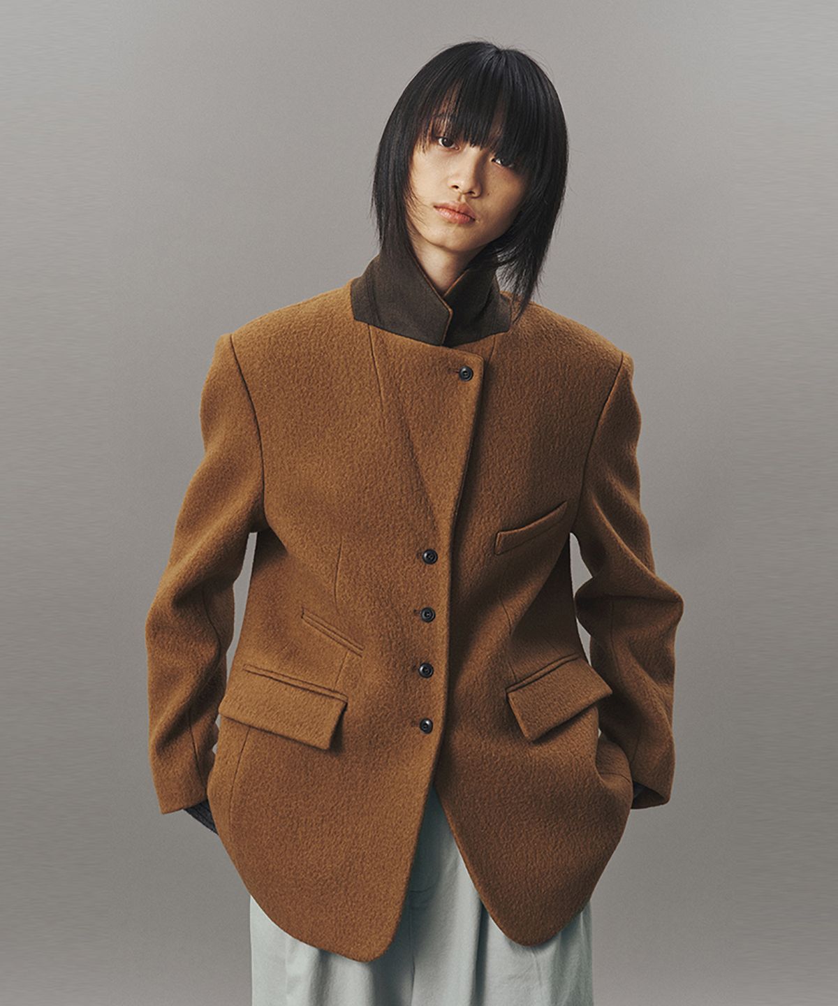 아위(AHWE) WOOL TAILORED JACKET_BROWN