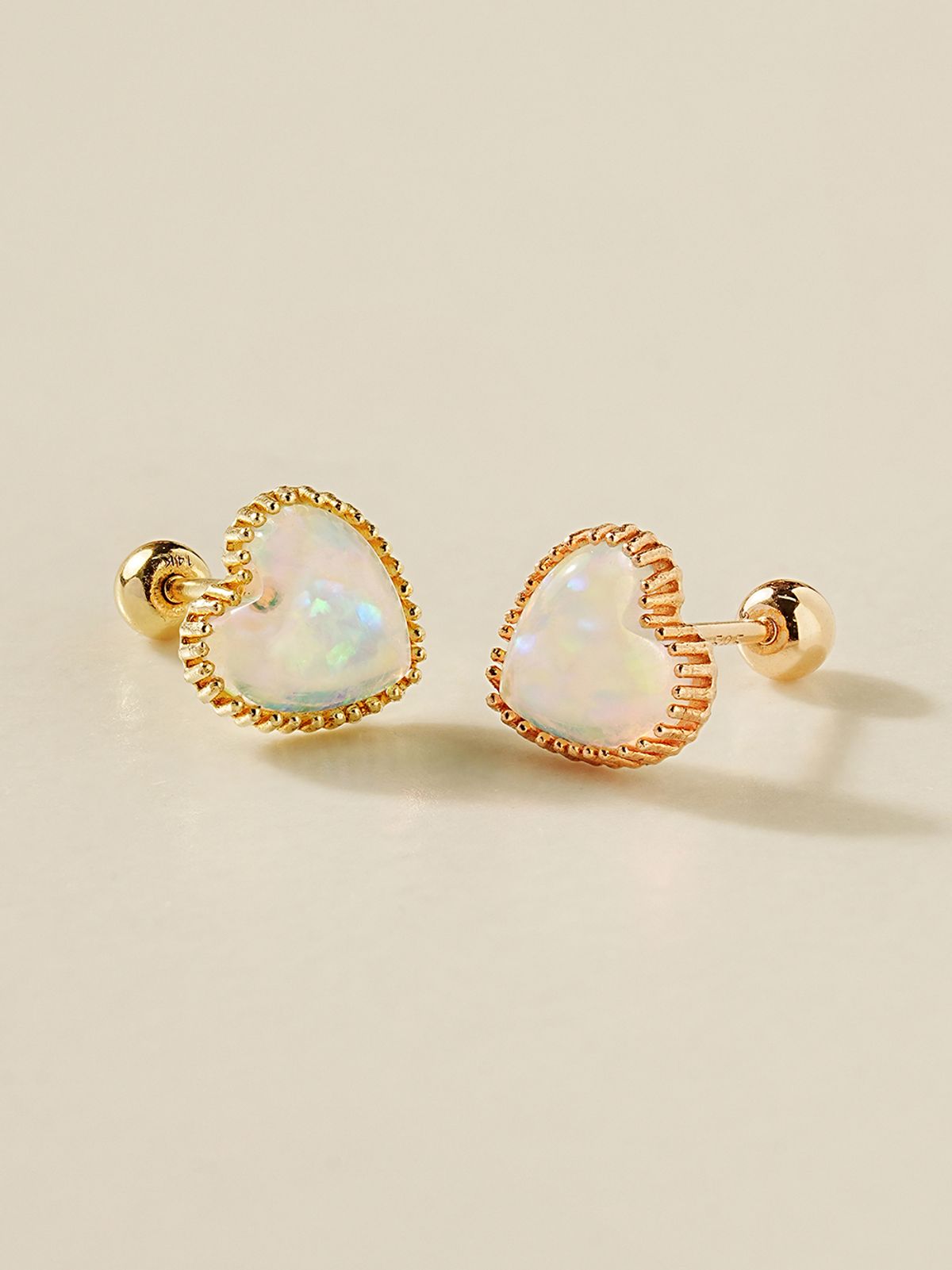 미니멀피어싱(MINIMALPIERCING) 14K 젤리오팔 하트 피어싱 귀걸이