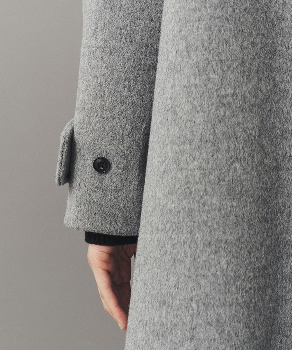 아위(AHWE) KNIT COLLAR BALMACAAN COAT_MISTY GREY