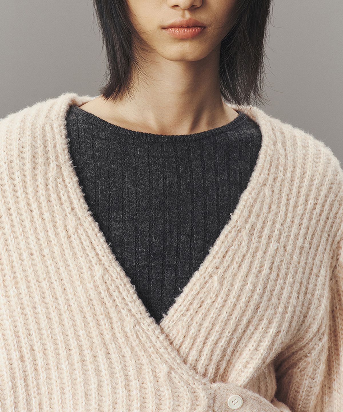 아위(AHWE) RIBBED BOLERO_CORAL