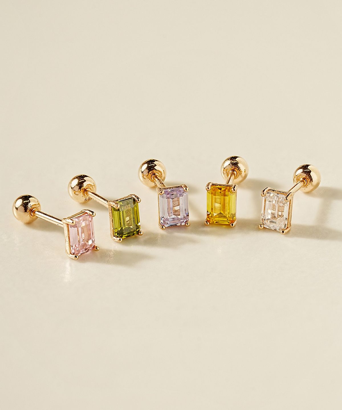 미니멀피어싱(MINIMALPIERCING) 14K 에멜컷 컬러 큐빅 피어싱 귀걸이