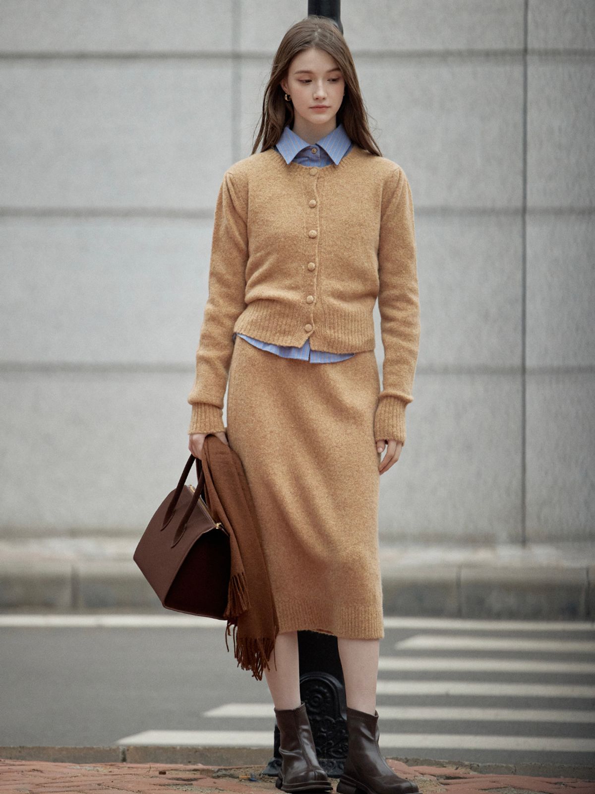 르니나(LENINA) LIRIEN woolen skirt_GOLDEN BEIGE