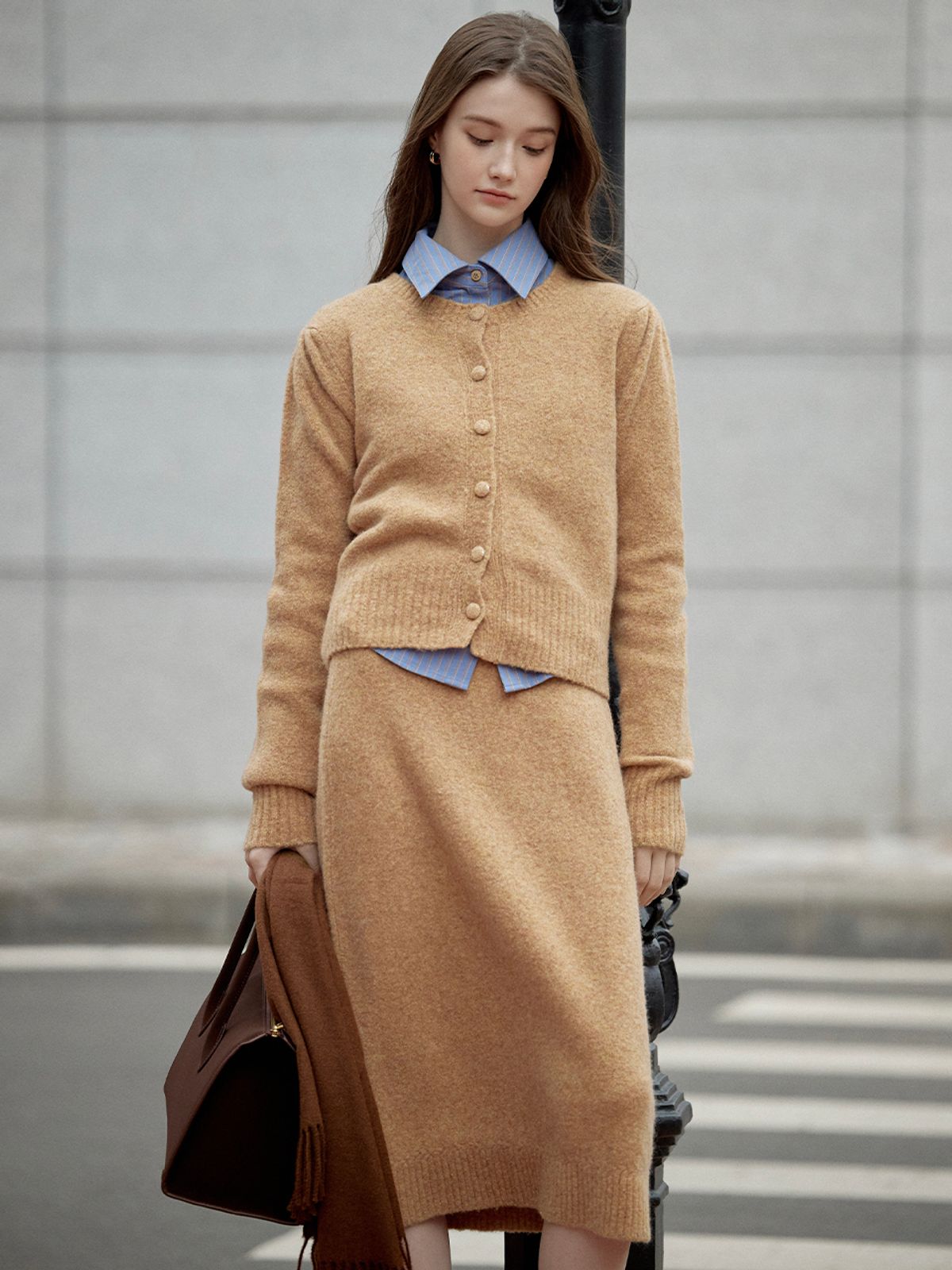 르니나(LENINA) LIRIEN woolen skirt_GOLDEN BEIGE