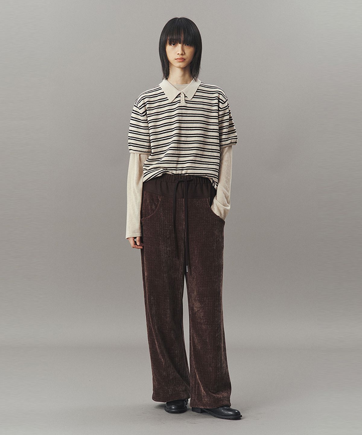 아위(AHWE) CORDUROY COMBO PANTS_BROWN