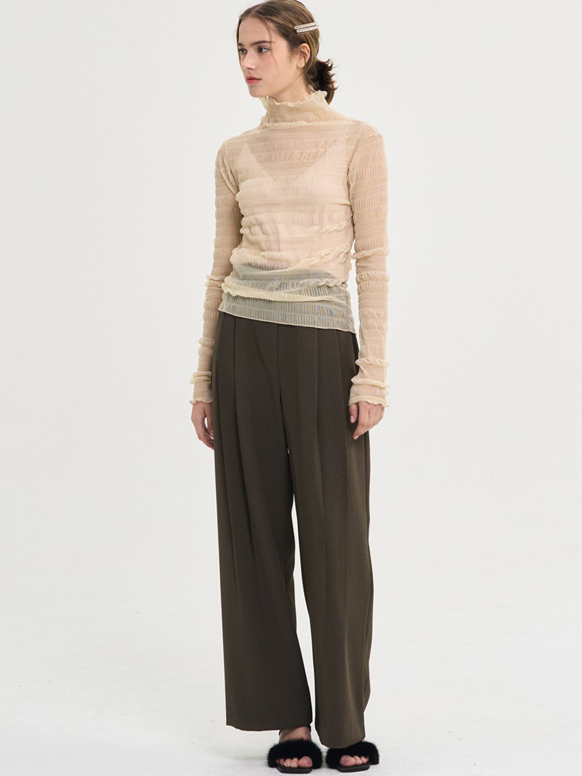 쏘리, 투 머치 러브(SORRY, TOO MUCH LOVE) Seine Wild Pintuck Slacks_Brown