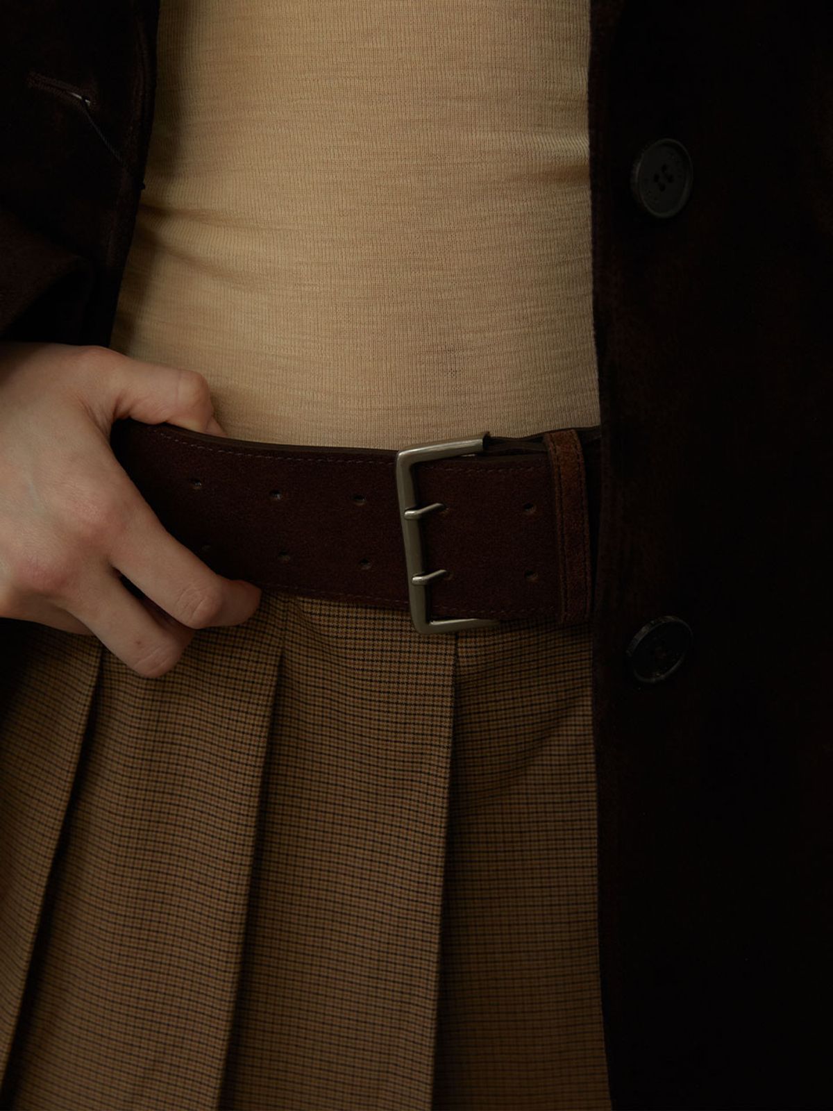 러브미몬스터(LOVE ME MONSTER) Two Hole Wide Suede Belt_2COL (L243MBT010)