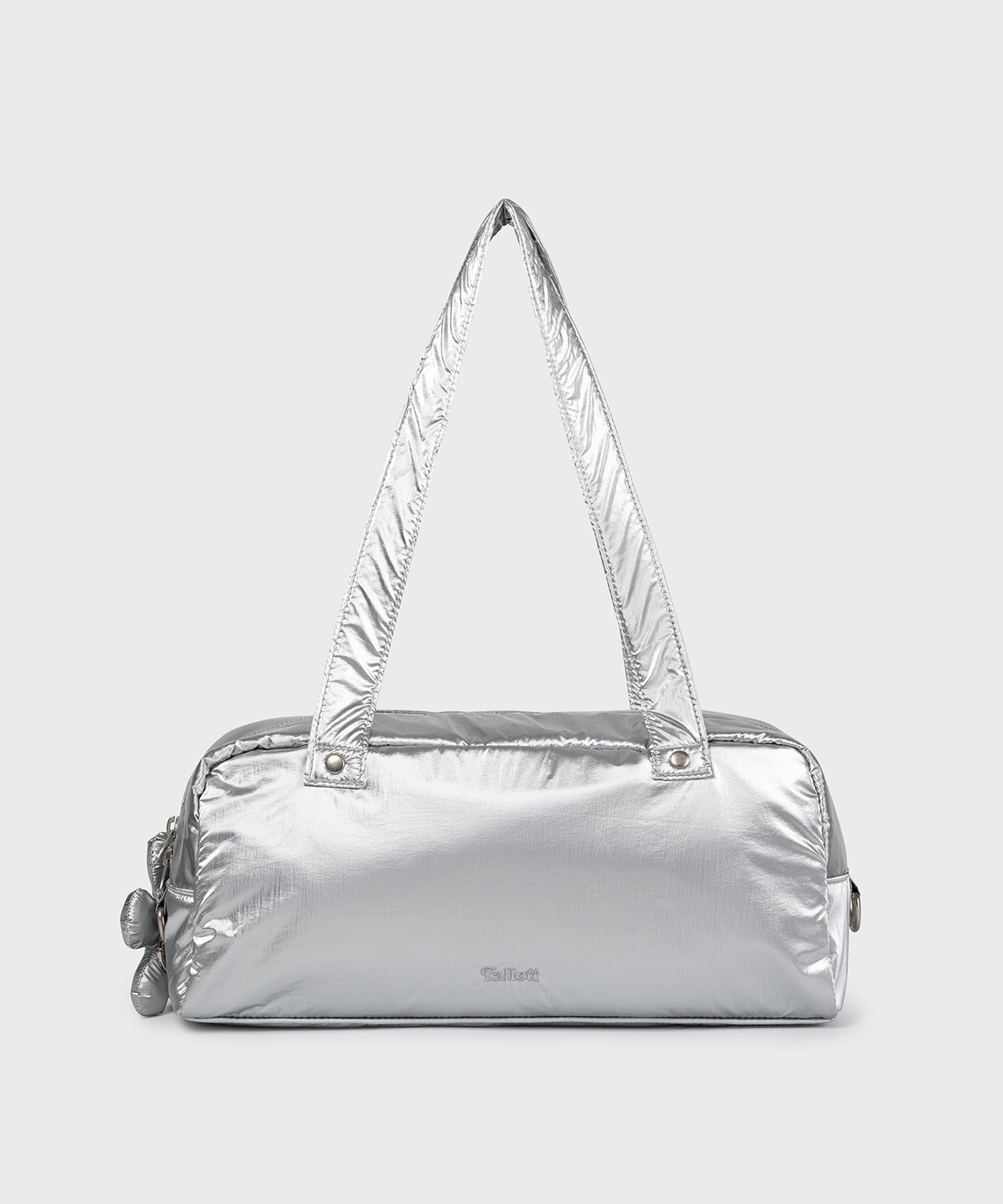 MUSINSA | FALLETT Glossy Mini Duffel Bag Silver