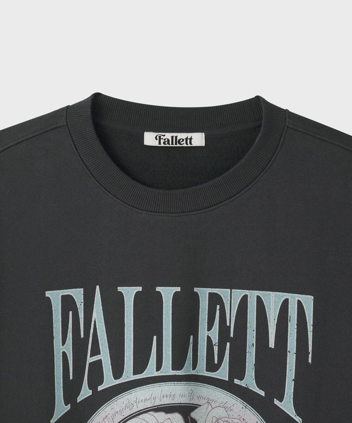 팔렛(FALLETT) 빈티지 로즈 엠블럼 맨투맨 차콜
