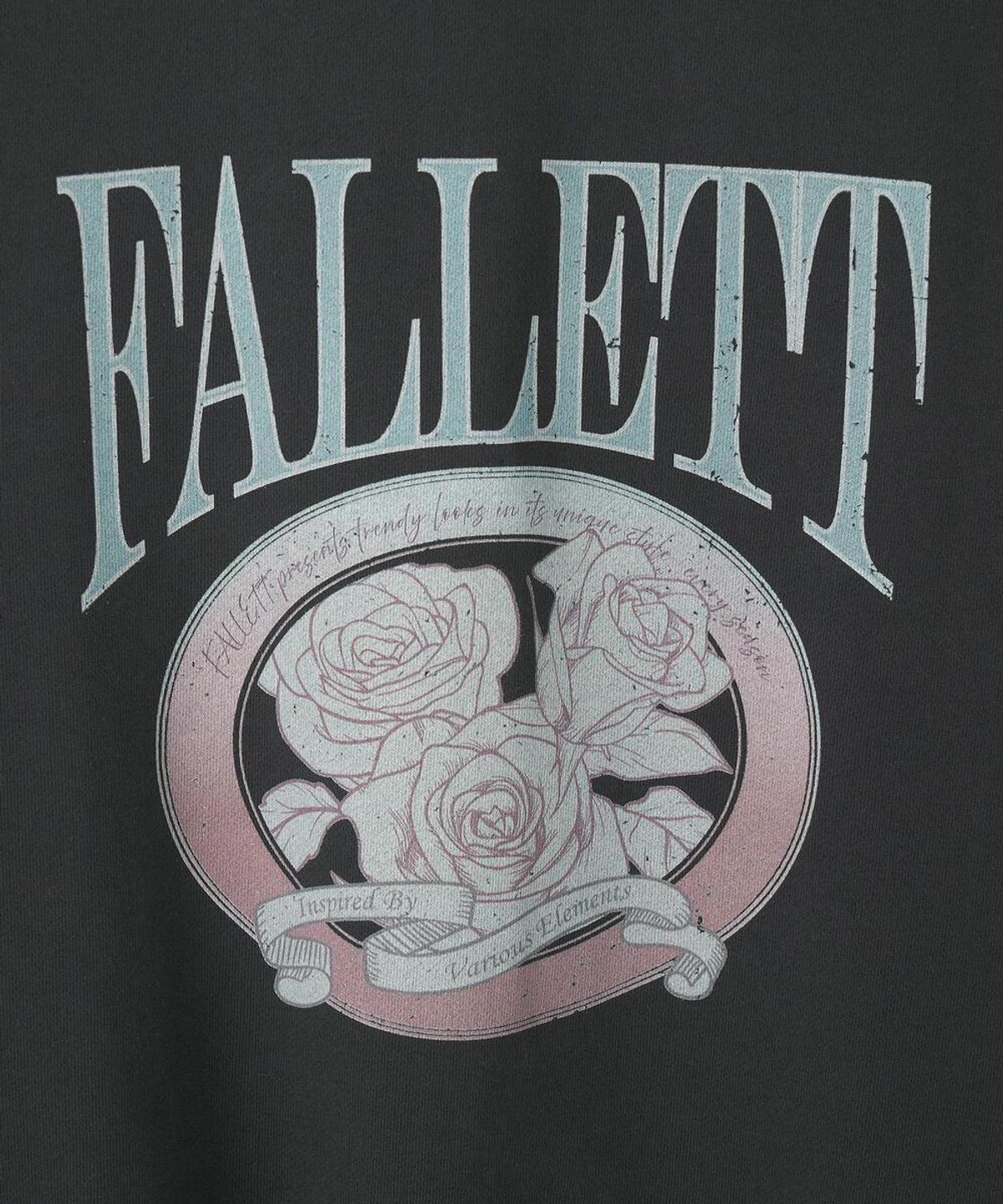 팔렛(FALLETT) 빈티지 로즈 엠블럼 맨투맨 차콜
