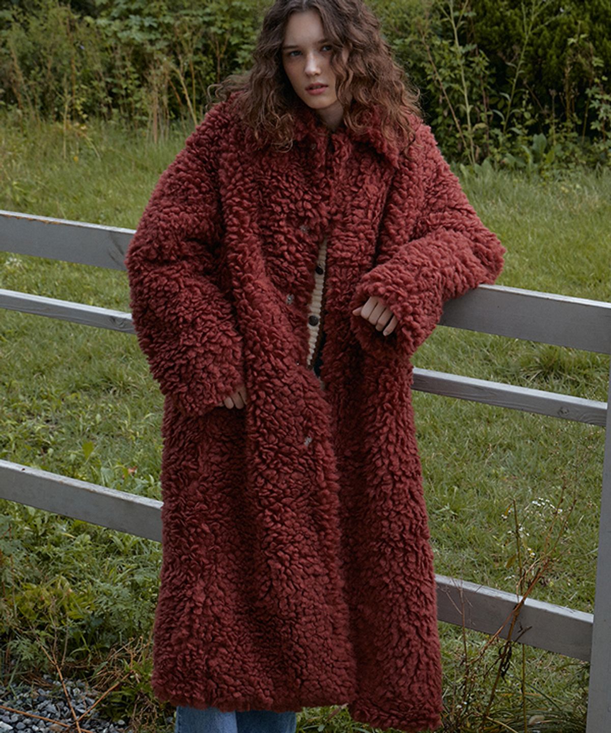 그린버터(GREENBUTTER) Shearling Over Coat (Brick)