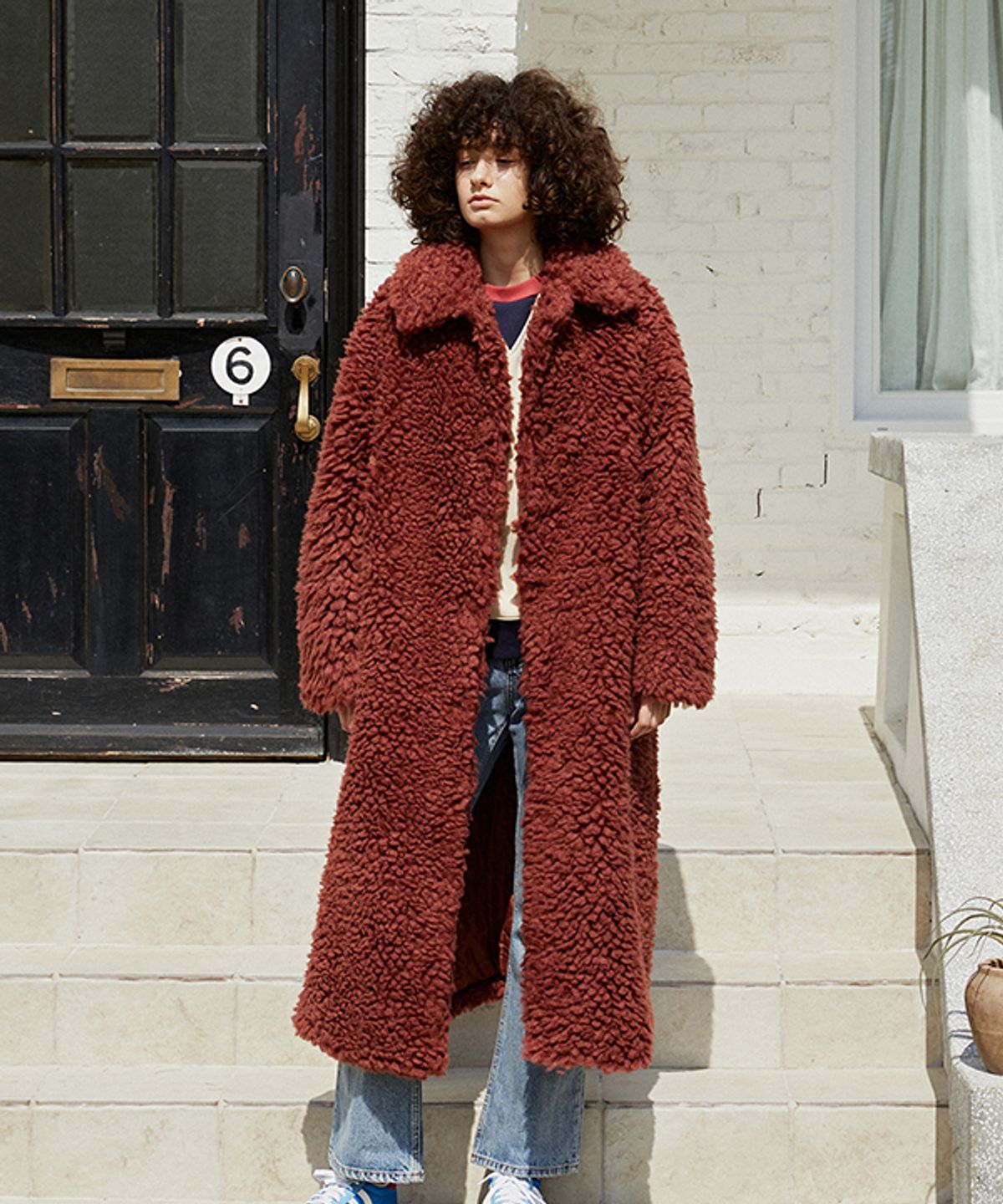 그린버터(GREENBUTTER) Shearling Over Coat (Brick)