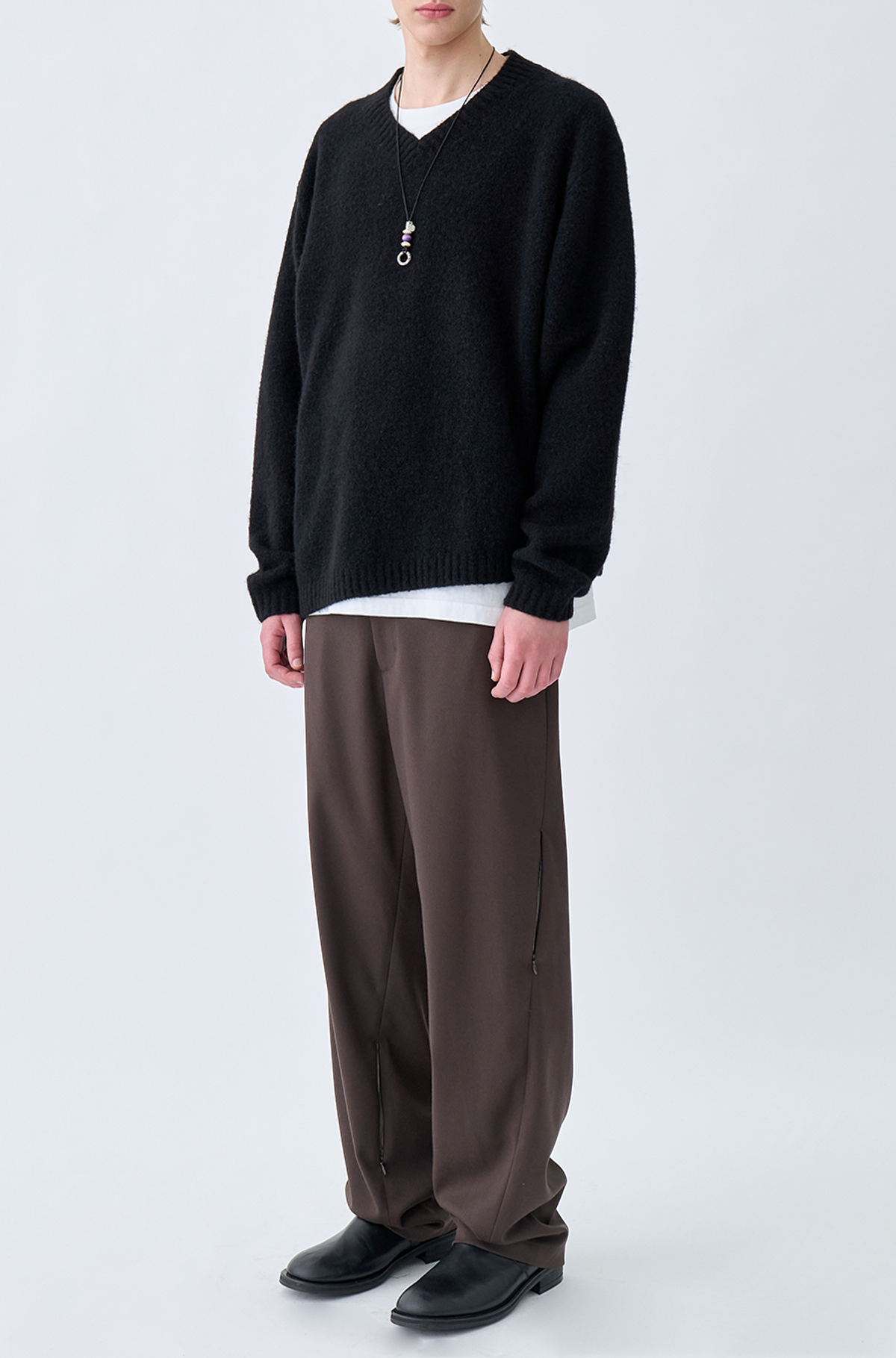 유체 프레타 포르테(YOUCHE PRET A PORTER) AR OBLIQUE ALPACA KNIT - Black
