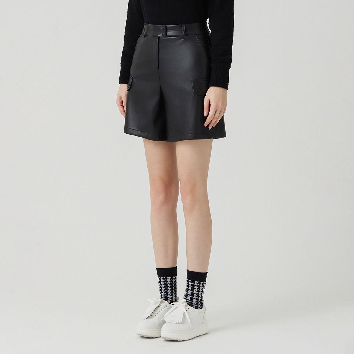 마틴골프(MARTINE GOLF) Leather Short Pants_BLACK