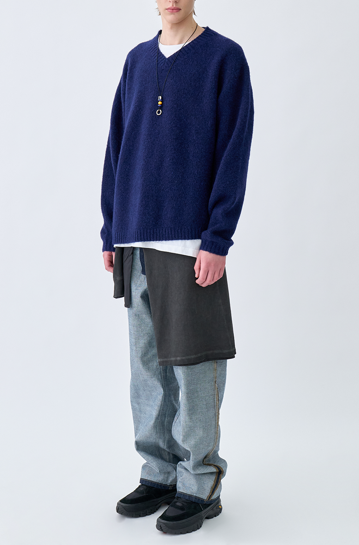 유체 프레타 포르테(YOUCHE PRET A PORTER) AR OBLIQUE ALPACA KNIT - Navy