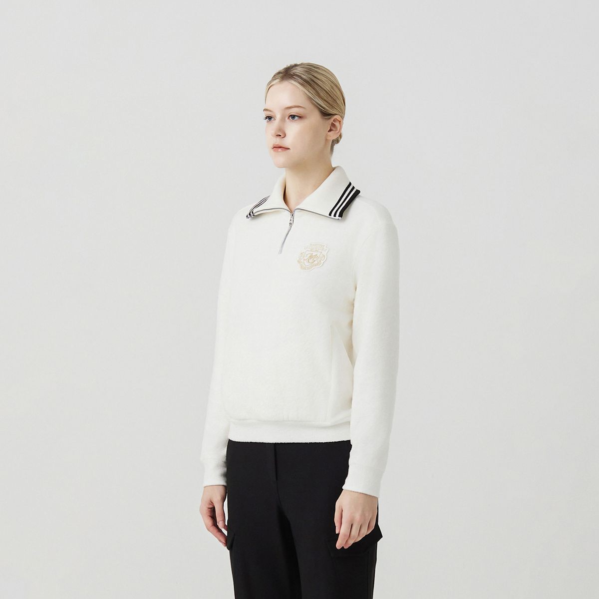 마틴골프(MARTINE GOLF) Fluffy Hound Tooth Check T shirts_OFF-WHITE