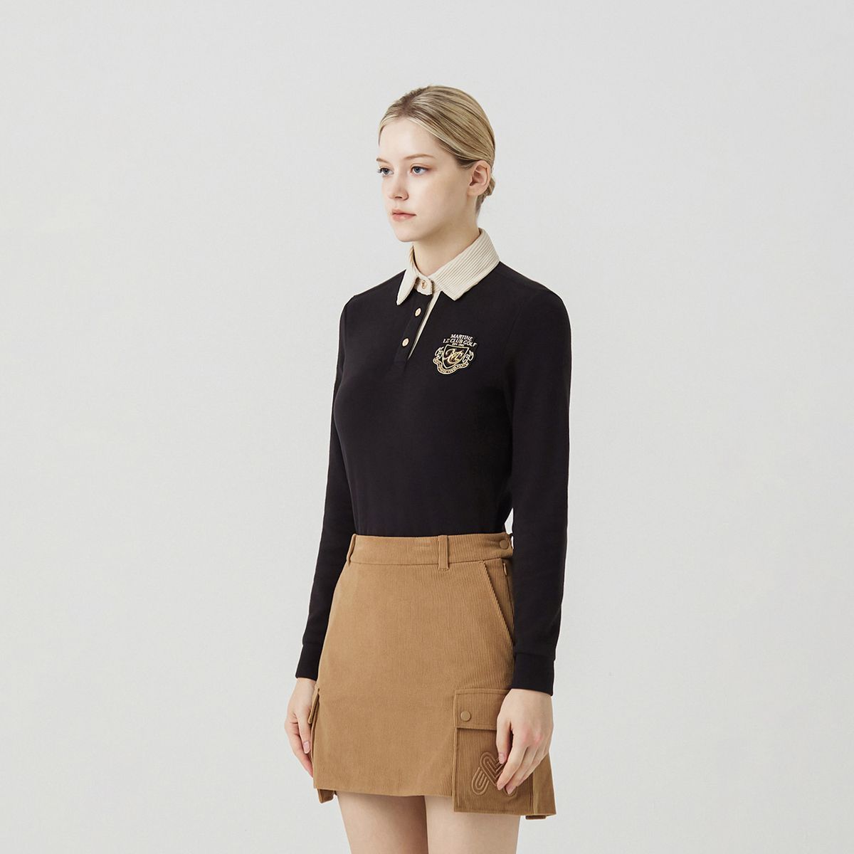 마틴골프(MARTINE GOLF) Gold Stitch Point T shirts_BLACK