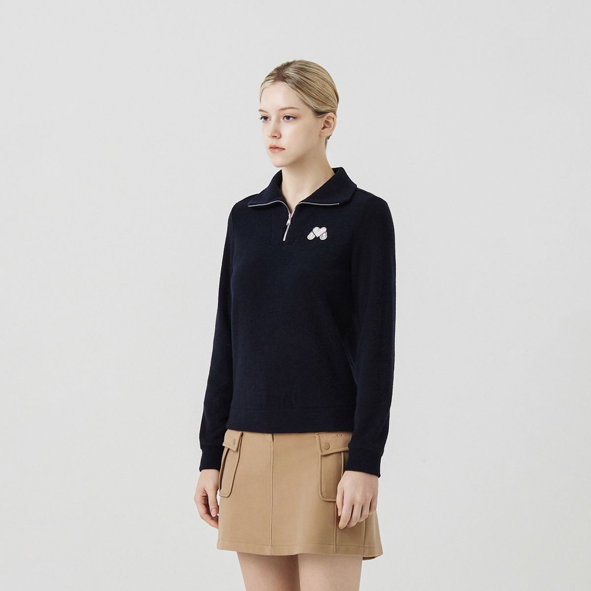 마틴골프(MARTINE GOLF) Fluffy Half Zip up T shirts_NAVY