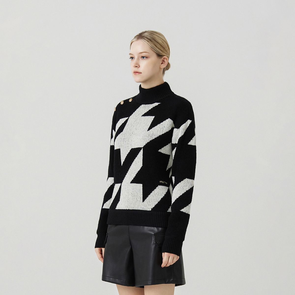 마틴골프(MARTINE GOLF) Big Hound Tooth Check Knit_BLACK