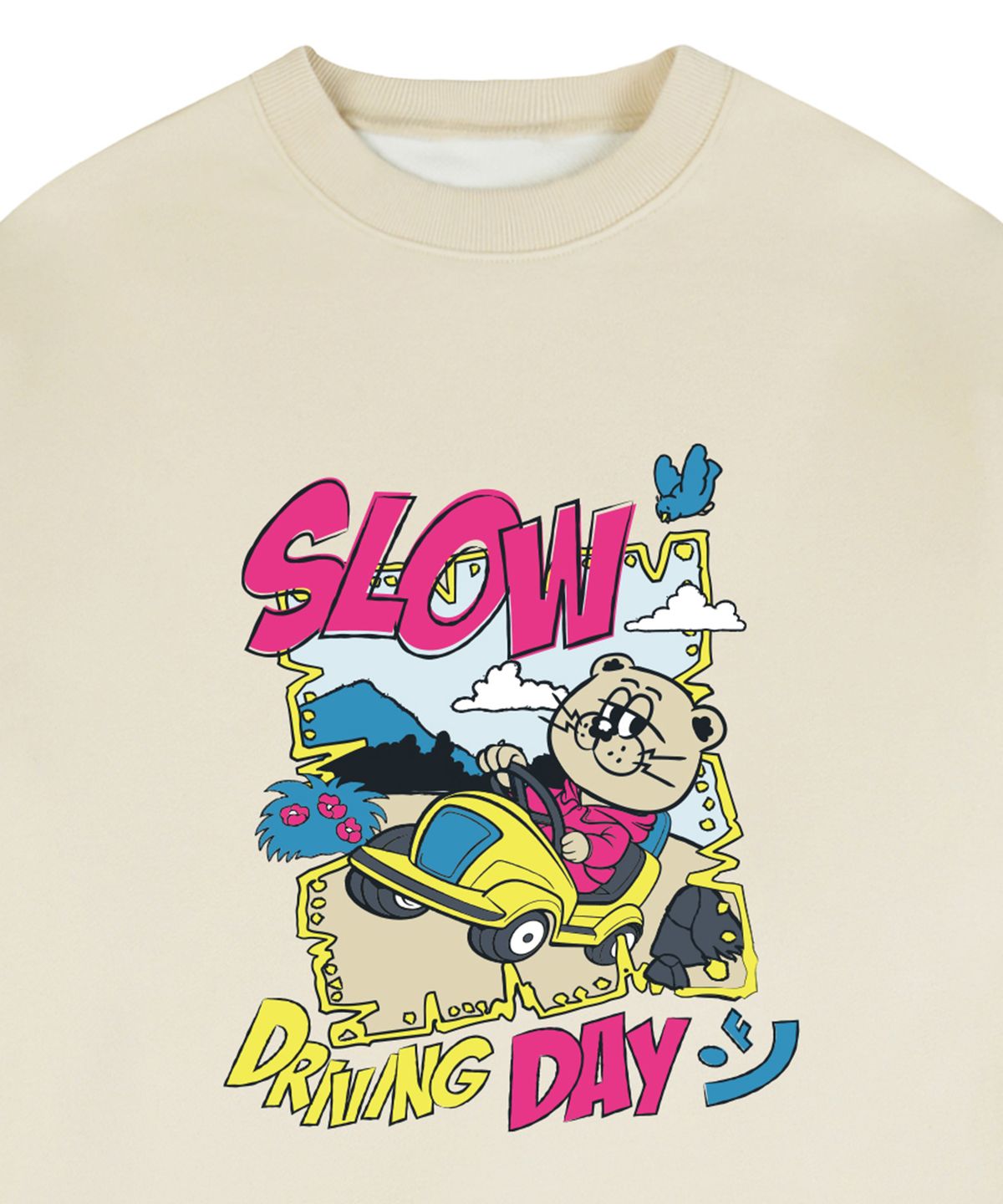 그레이버(GRAVER) [UNISEX]SLOW DRIVING DAY 맨투맨_크림
