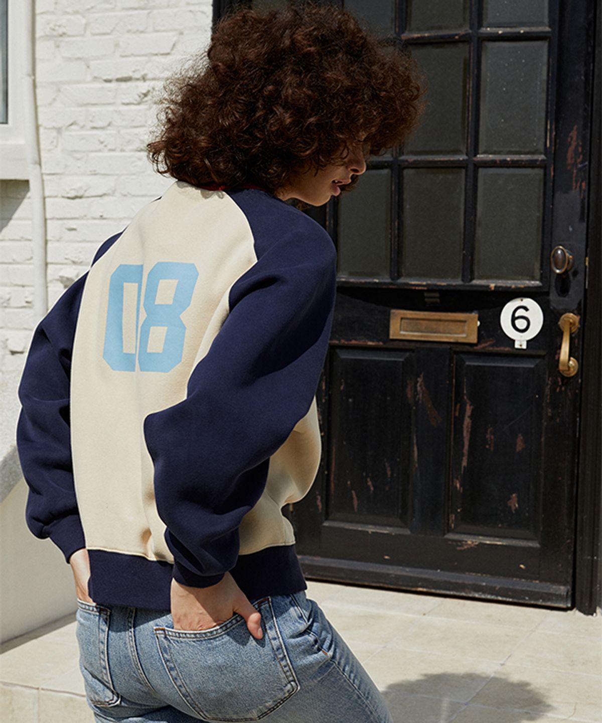 그린버터(GREENBUTTER) Raglan Fluff Sweatshirt (Navy)