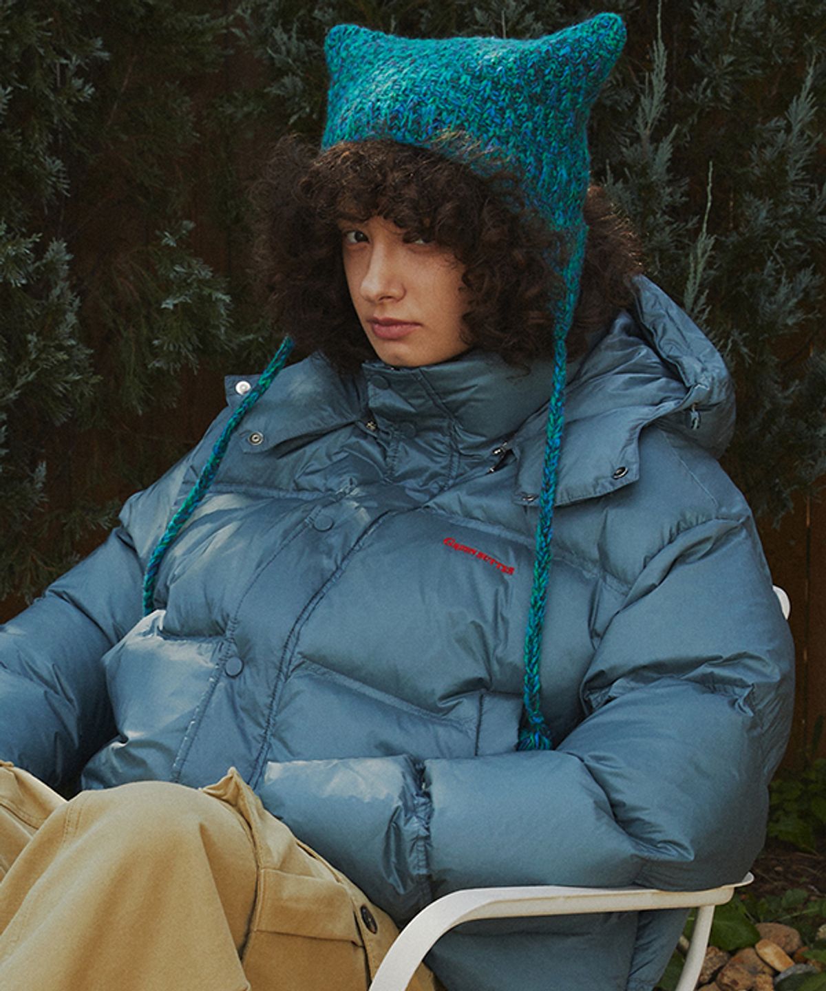 그린버터(GREENBUTTER) Cat Tassel Bonnet Hat (Forest)