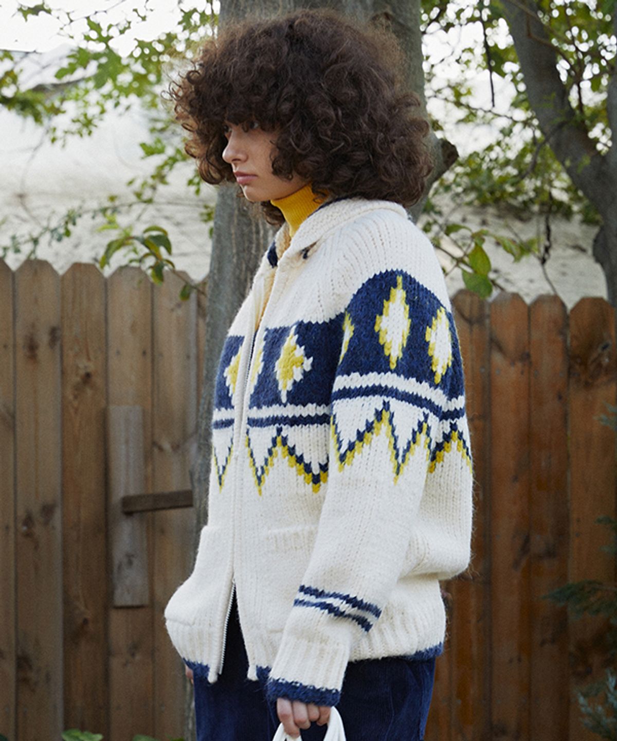 그린버터(GREENBUTTER) Big Dia Cowichan Cardigan (L/Beige)
