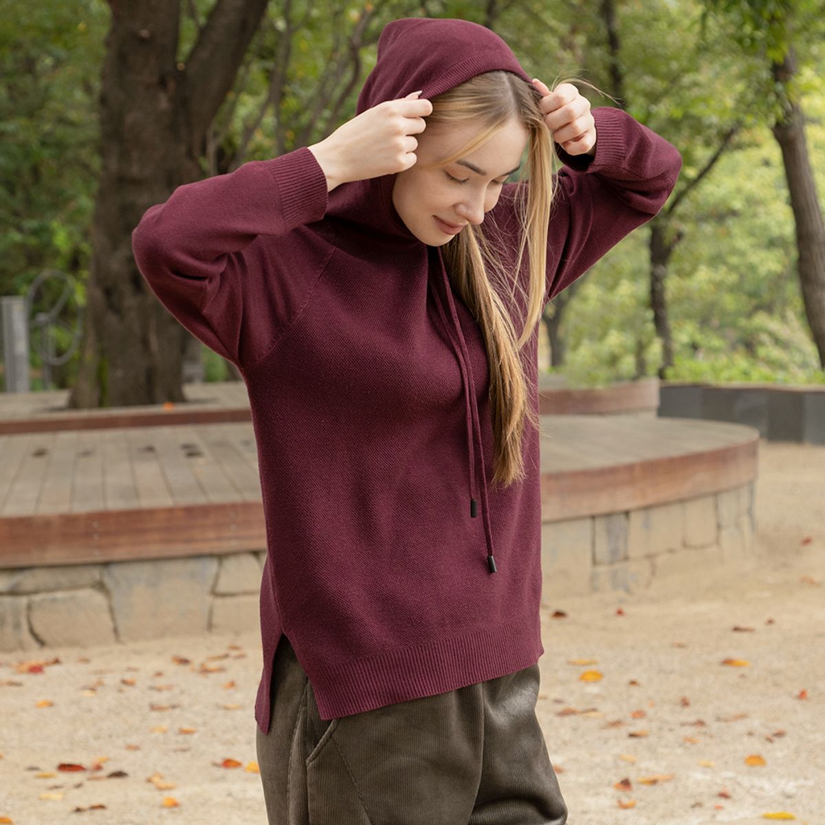 뒤란(DURAN) 소프트 니트 후드 풀오버 티셔츠 DTF4W-4157 2colors