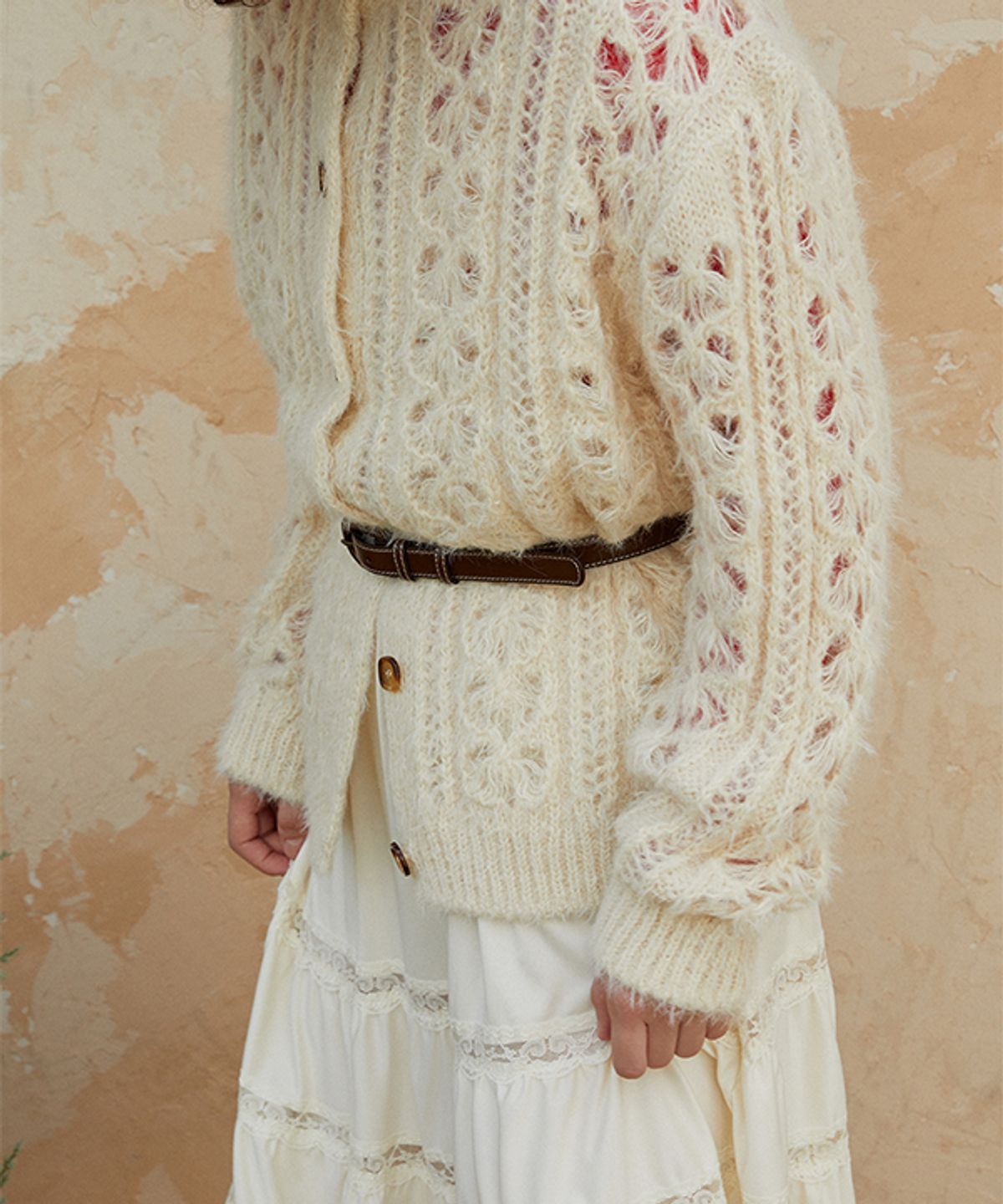 그린버터(GREENBUTTER) Mohair Hairy Skashi Cardigan (L/Beige)