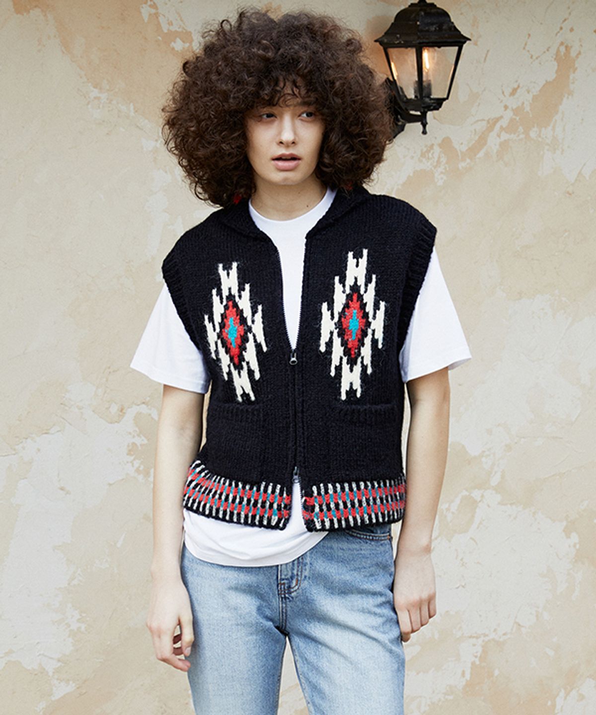 그린버터(GREENBUTTER) Navaho Alpaca Knit Vest (Black)