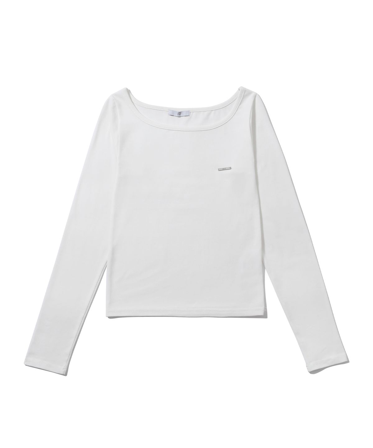 어니브(ANIV) OVAL NECK STEEL LOGO SLEEVE WHITE