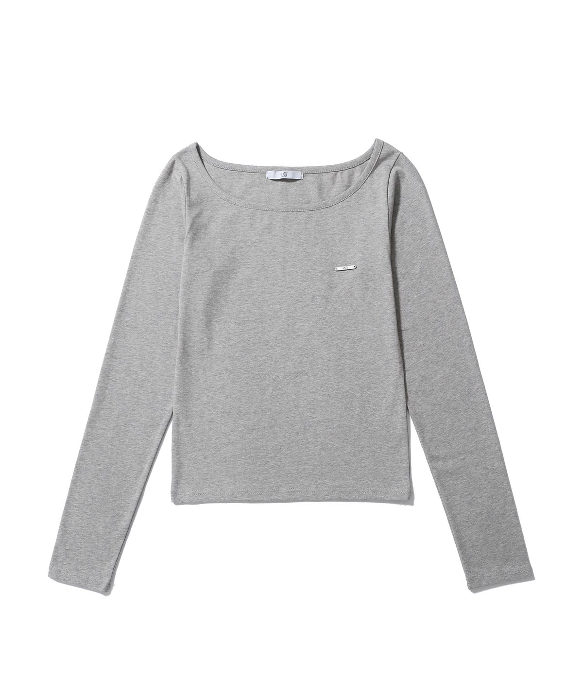 어니브(ANIV) OVAL NECK STEEL LOGO SLEEVE GRAY