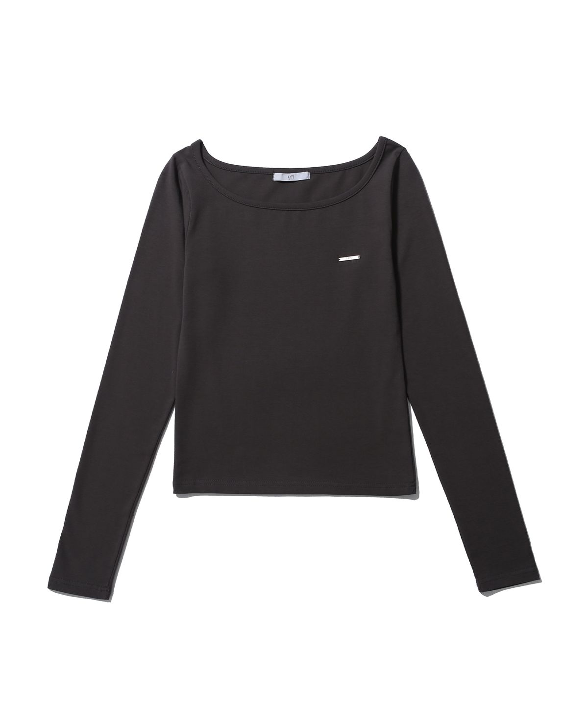 어니브(ANIV) OVAL NECK STEEL LOGO SLEEVE CHARCOAL