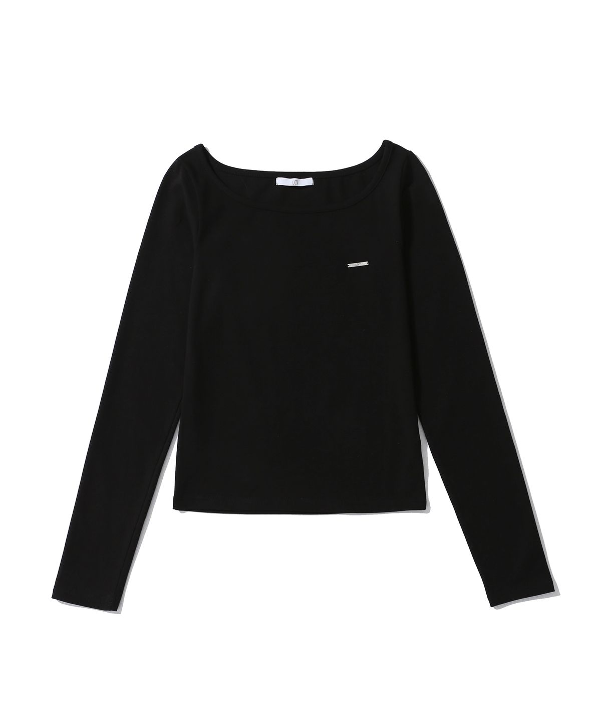 어니브(ANIV) OVAL NECK STEEL LOGO SLEEVE BLACK