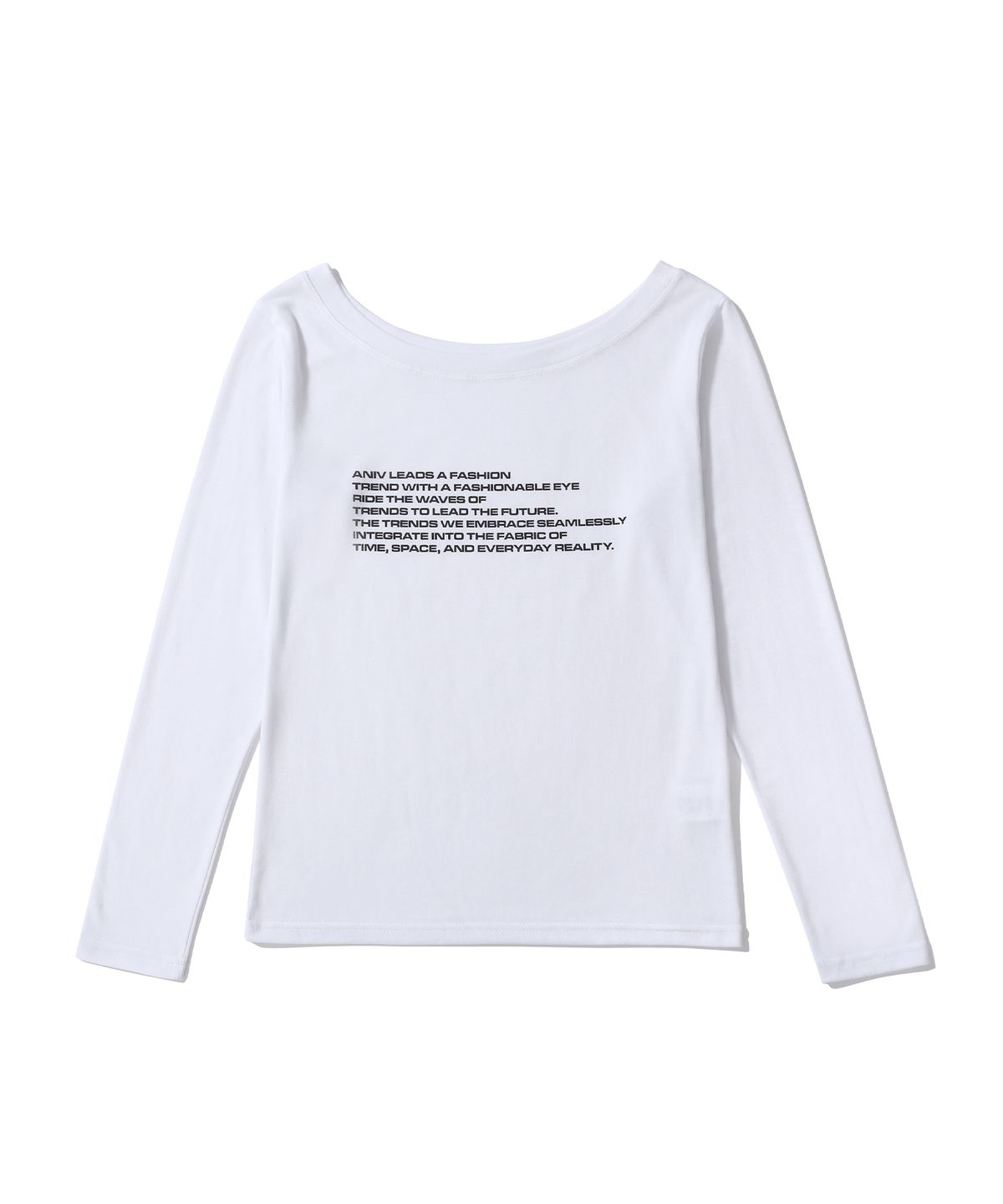 어니브(ANIV) OFF SHOULDER LETTERING LONG SLEEVE WHITE
