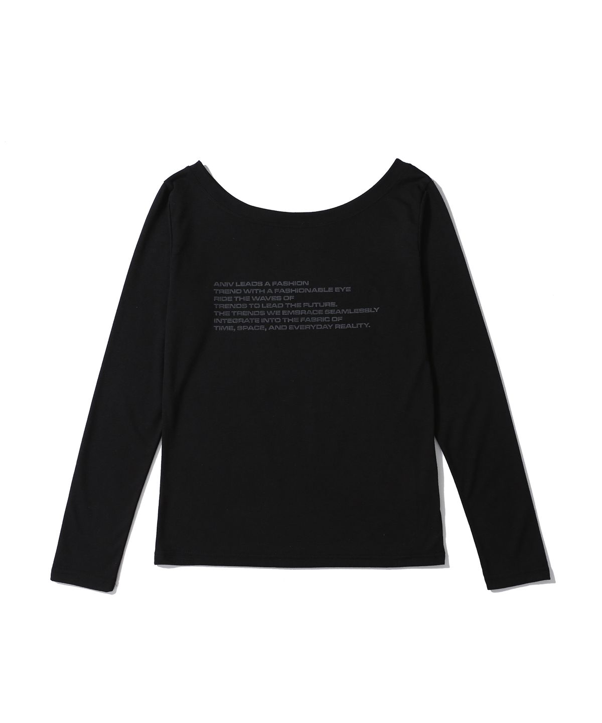 어니브(ANIV) OFF SHOULDER LETTERING LONG SLEEVE BLACK