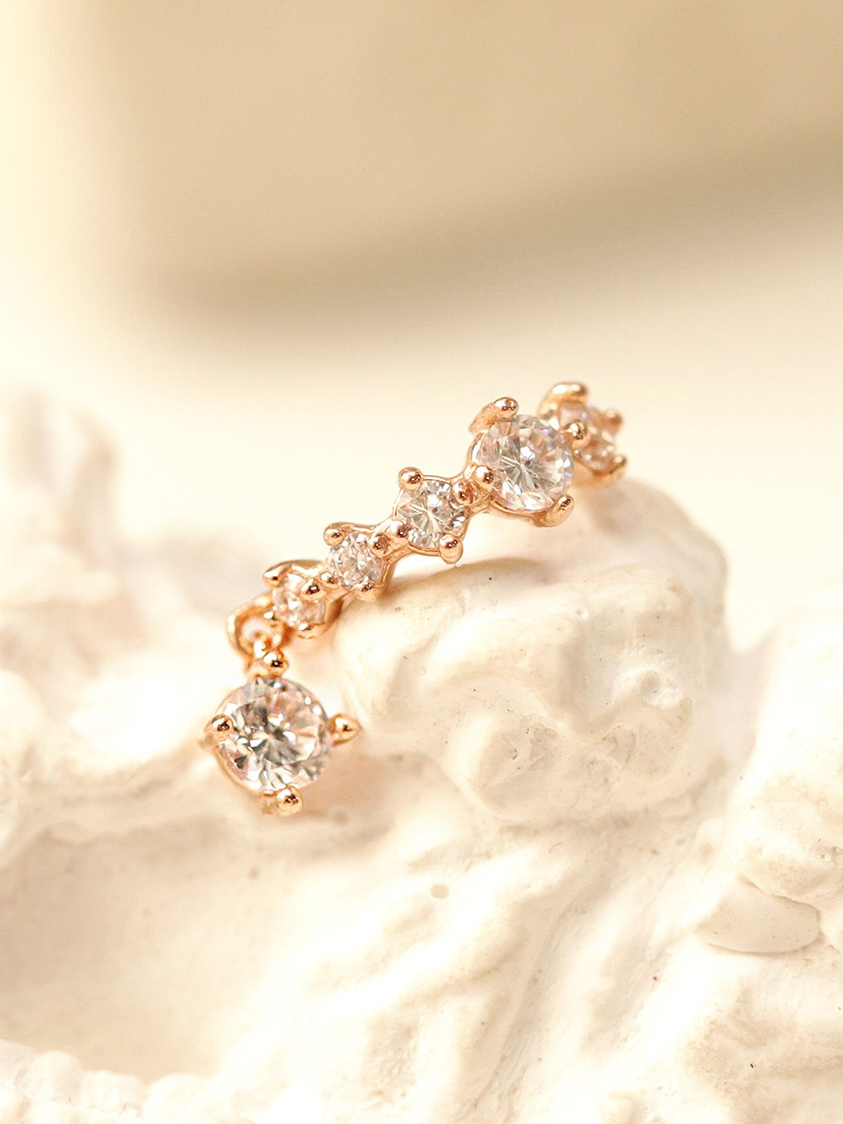 미니멀피어싱(MINIMALPIERCING) 14K 귓바퀴 큐빅 드롭 원터치 링피어싱 귀걸이