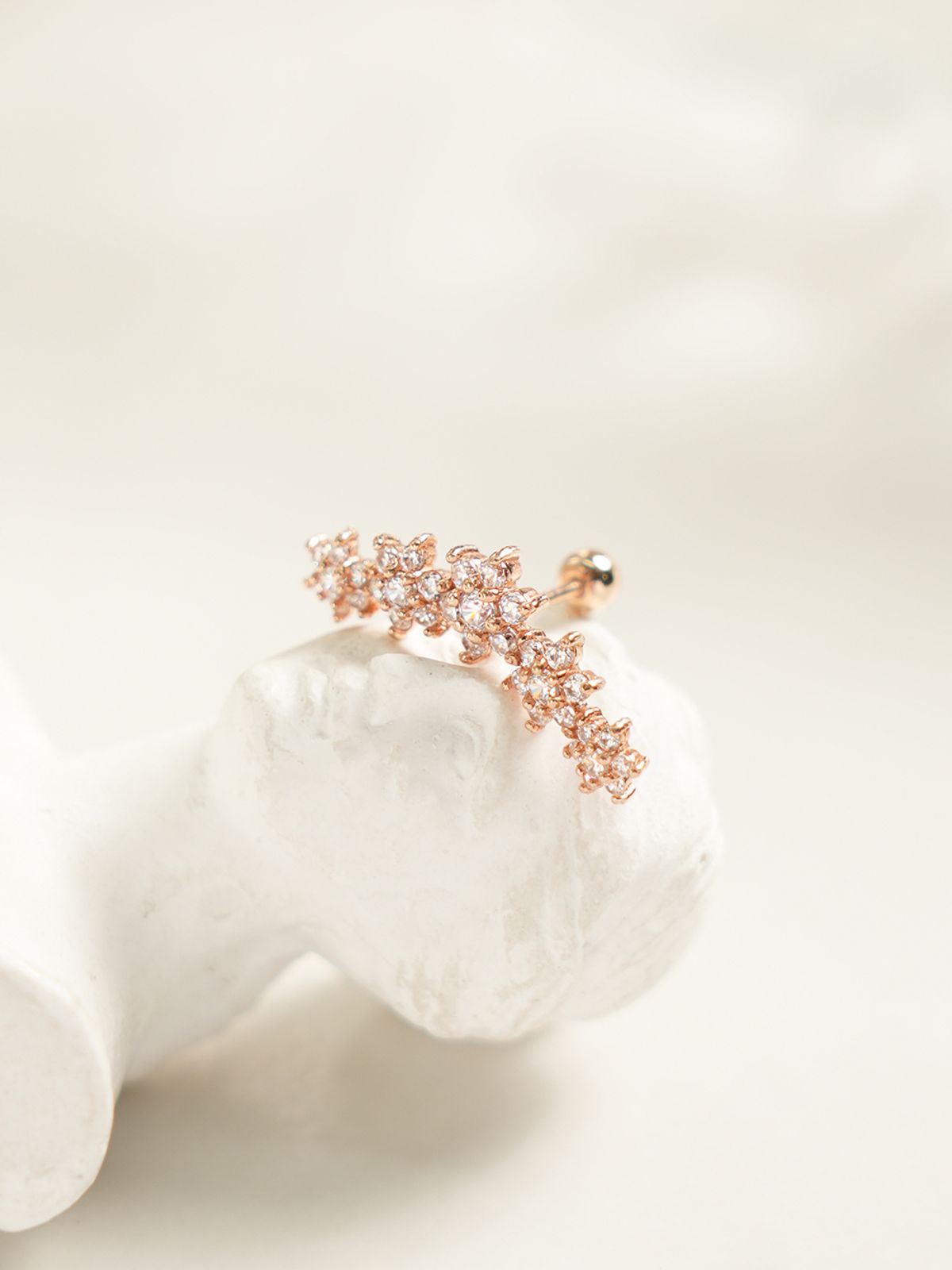 미니멀피어싱(MINIMALPIERCING) 14K 가랜드 플라워 큐빅 피어싱 귀걸이