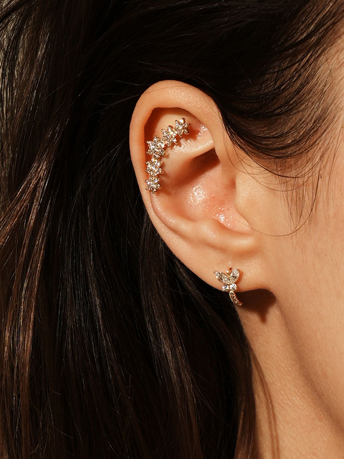 미니멀피어싱(MINIMALPIERCING) 14K 가랜드 플라워 큐빅 피어싱 귀걸이